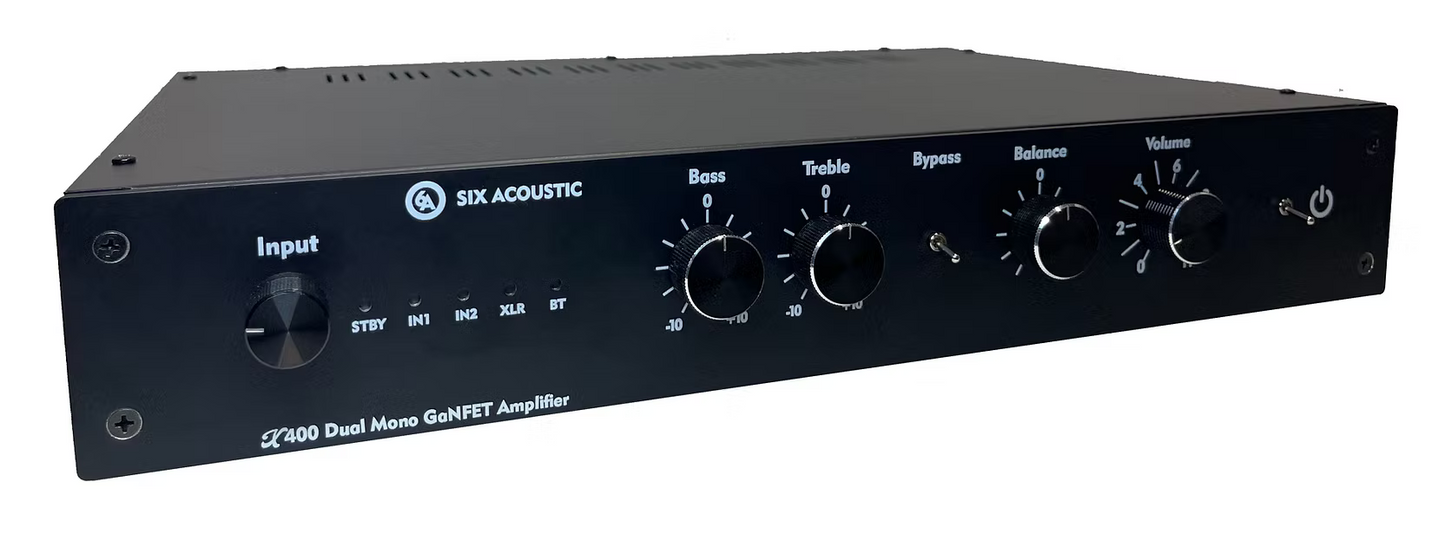 Six Acoustic X600 Dual Mono GaNFET Stereo Integrated Amplifier