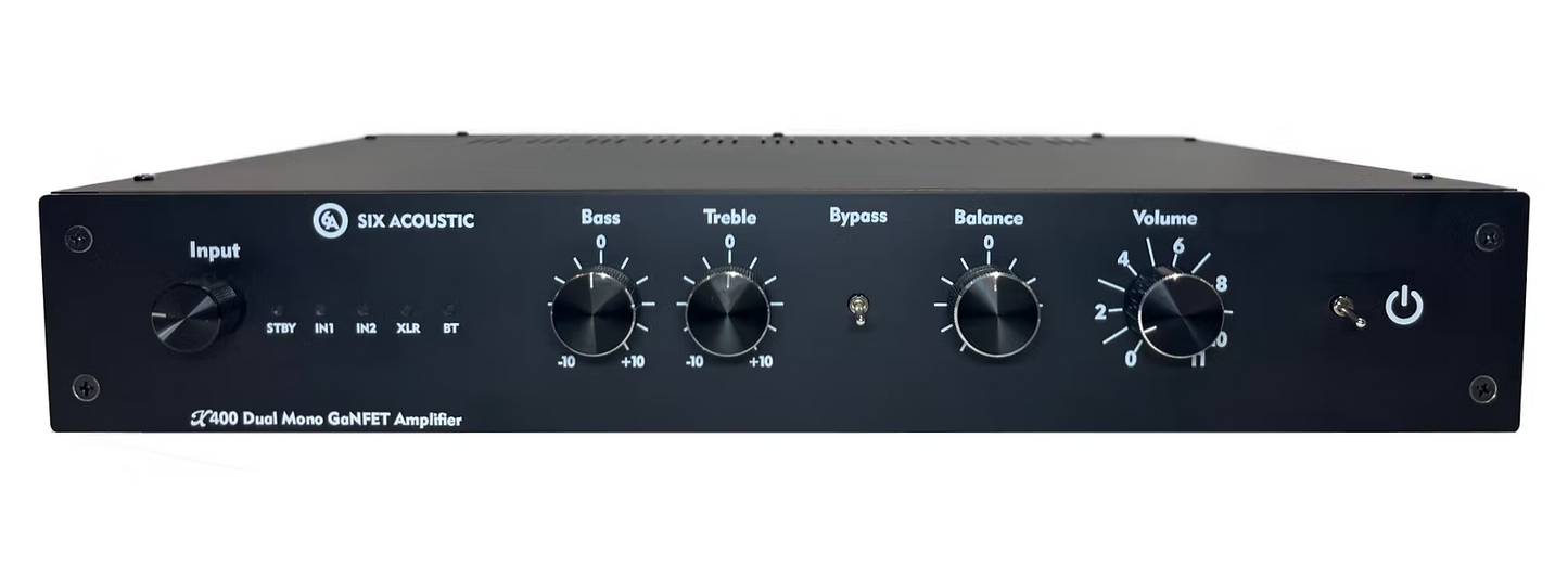 Six Acoustic X600 Dual Mono GaNFET Stereo Integrated Amplifier