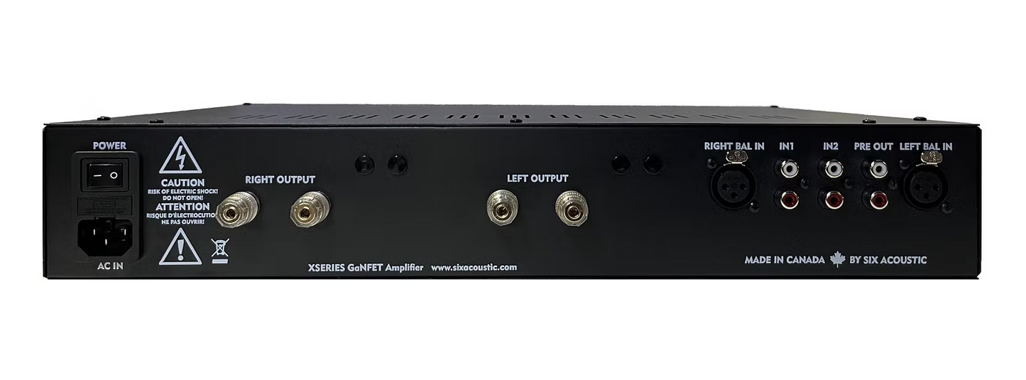 Six Acoustic X600 Dual Mono GaNFET Stereo Integrated Amplifier