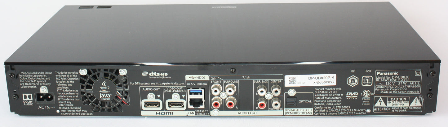 Panasonic DP-UB820 Streaming 4K Blu Ray Player